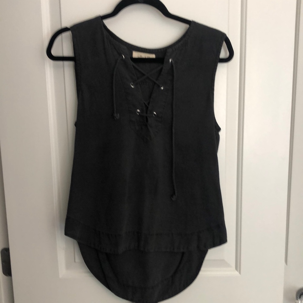Bella Dahl blueish gray tie top